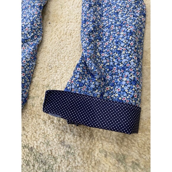 Con.struct Mens Dress Shirt Blue Size Medium 4-Way Stretch Floral - Performance - Picture 7 of 7